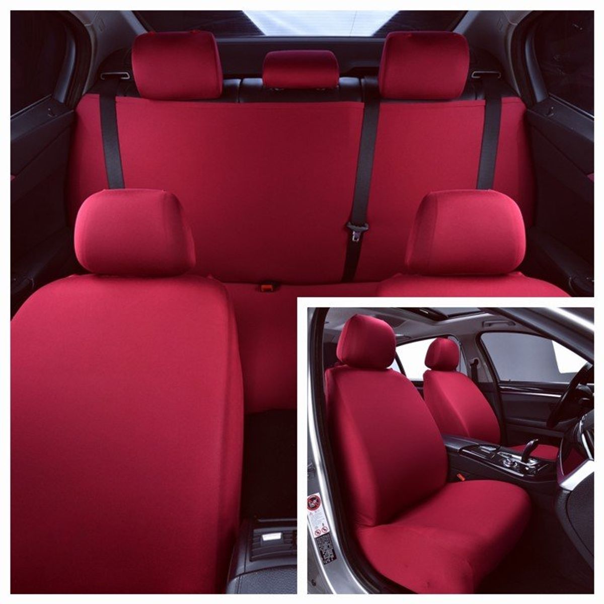 DIANA - FUNDA PARA ASIENTO DE AUTO UNICOLOR ROJO TELA LISA TAMAÑO UNIVERSAL