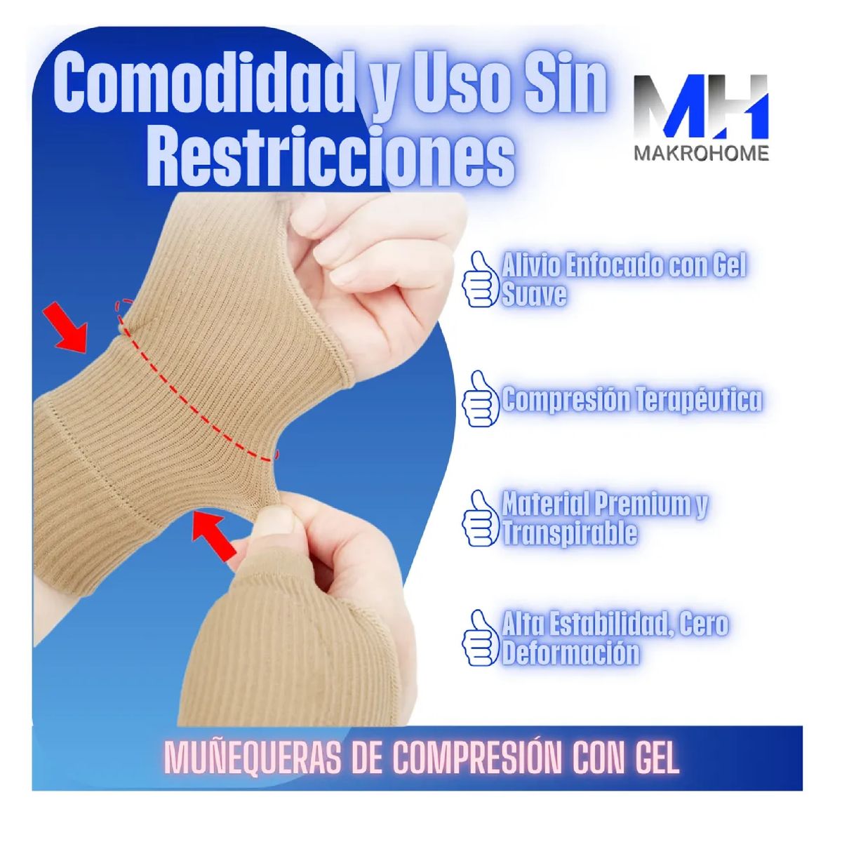 GENERICO - Muñequera Con Gel Artritis Tendinitis Y Tunel Carpiano