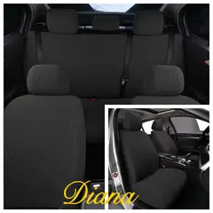 DIANA - FUNDA PARA ASIENTO DE AUTO UNICOLOR NEGRO TELA CUADRILLE TAMAÑO UNIVERSAL