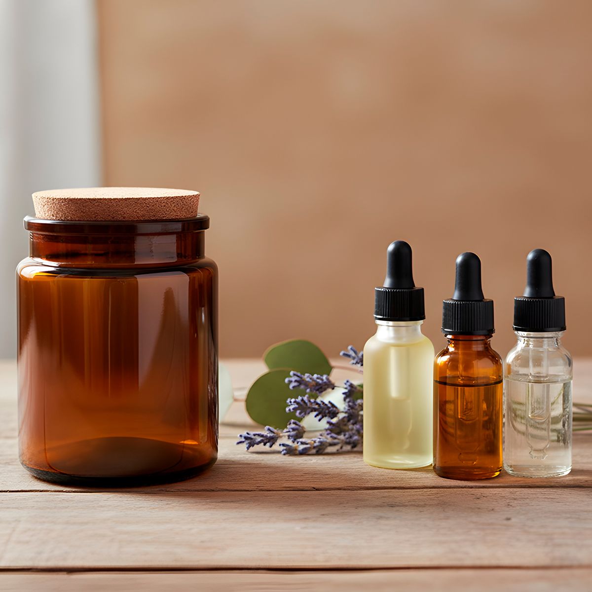 GENERICO - 12 Frascos Porta Vela de vidrio Ámbar con Tapa de Corcho 200 ML