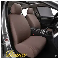 DIANA - FUNDA PARA ASIENTO DE AUTO UNICOLOR CAFE CLARO TELA CUADRILLE TAMAÑO UNIVERSAL