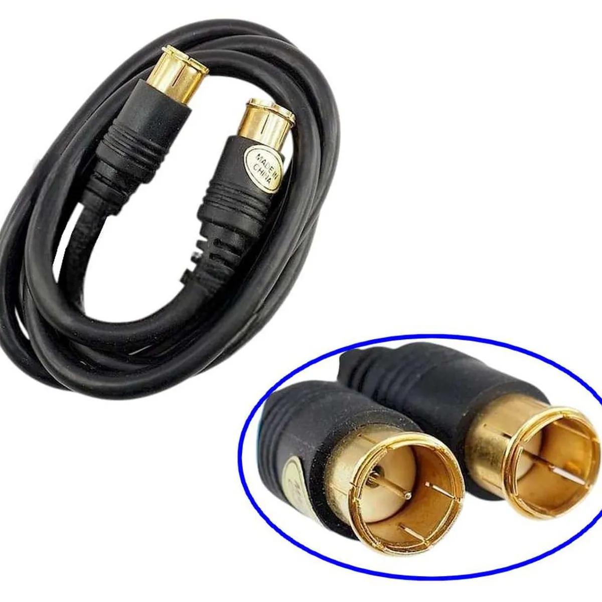 GEN - Cable Coaxial A Presion Conector F Tv Led Decodificador - Negro