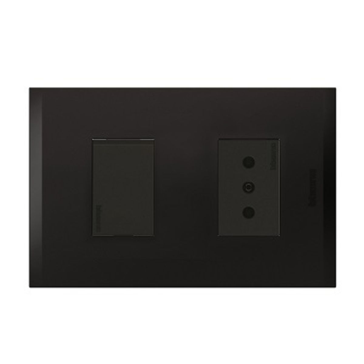 BTICINO - Interruptor 9-12 Bticino 10Ax+Enchufe 2P+T 10A 250V Antracita Black Nobile