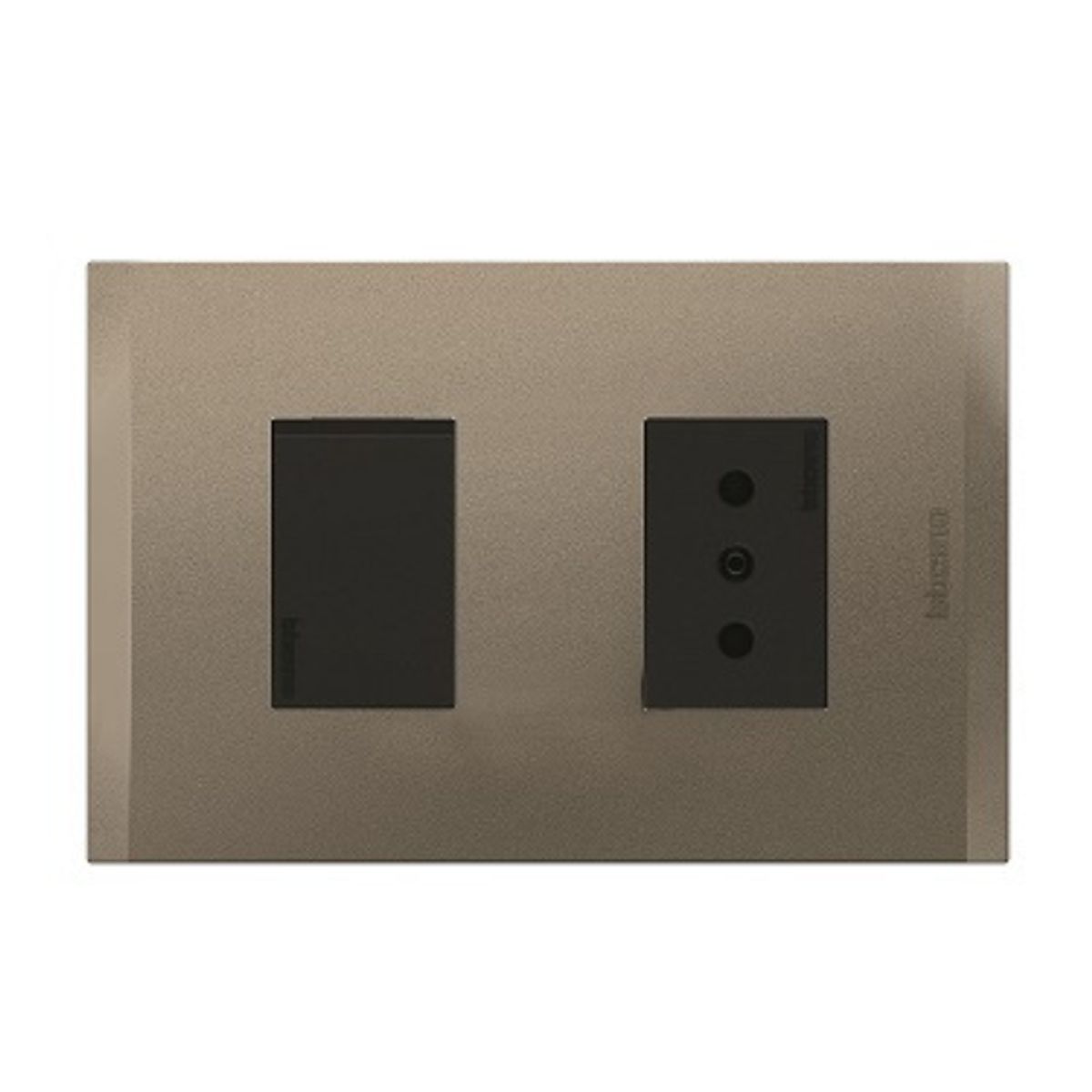 BTICINO - Interruptor 9-12 10Ax + Enchufe 2P+T Bticino 10A 250V Antracita Terra Nobile