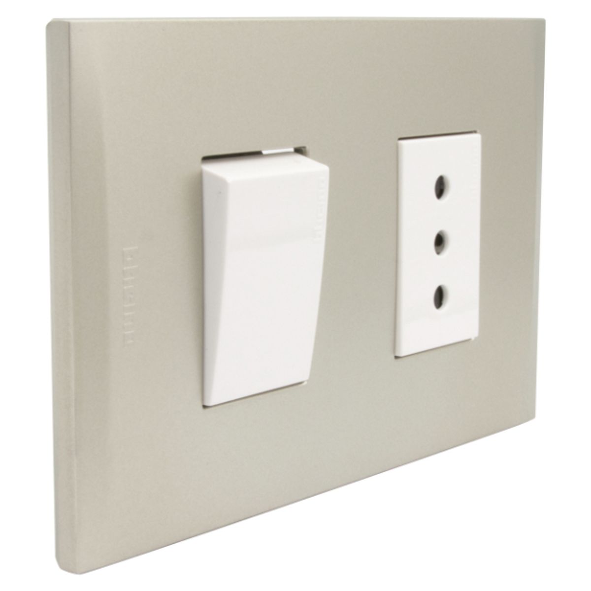 BTICINO - Interruptor 9-12 10Ax + Enchufe 2P+T 10A Bticino 250V Blanco Perla Nobile