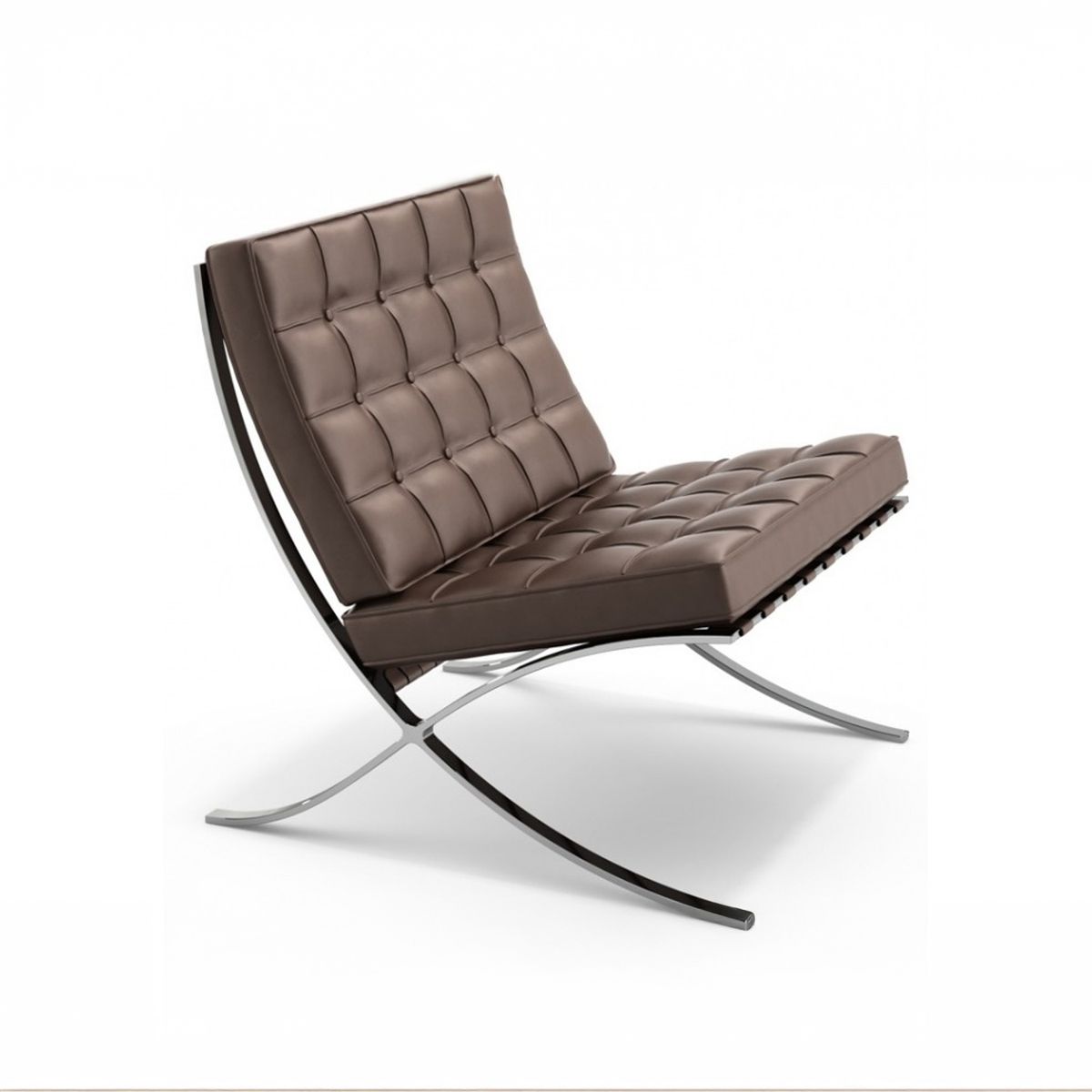 TOLVA - 2 sillones tipo Barcelona cuero cafe alta calidad