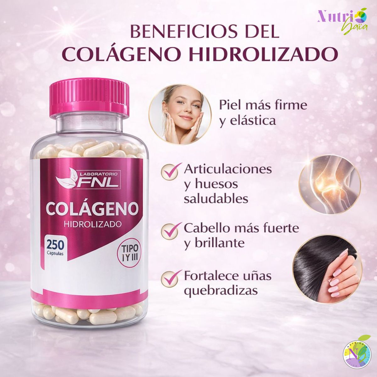FNL - Colágeno Hidrolizado 250 Cápsulas FNL, 350 mg.