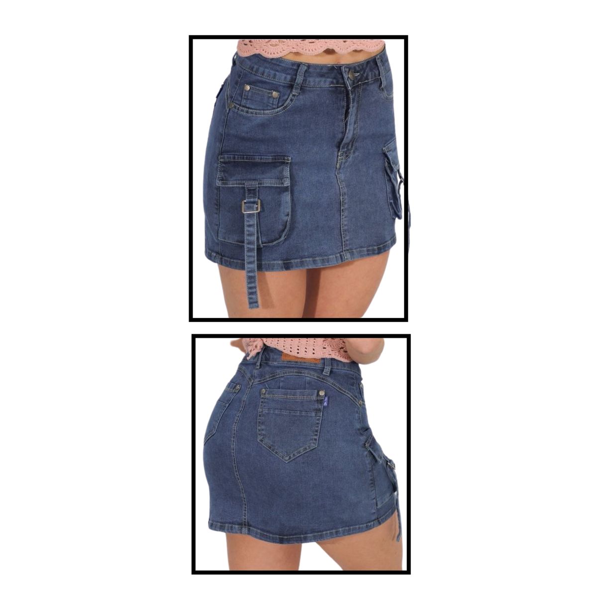 D'JOE - Falda Jeans Con Short Mujer Cargo