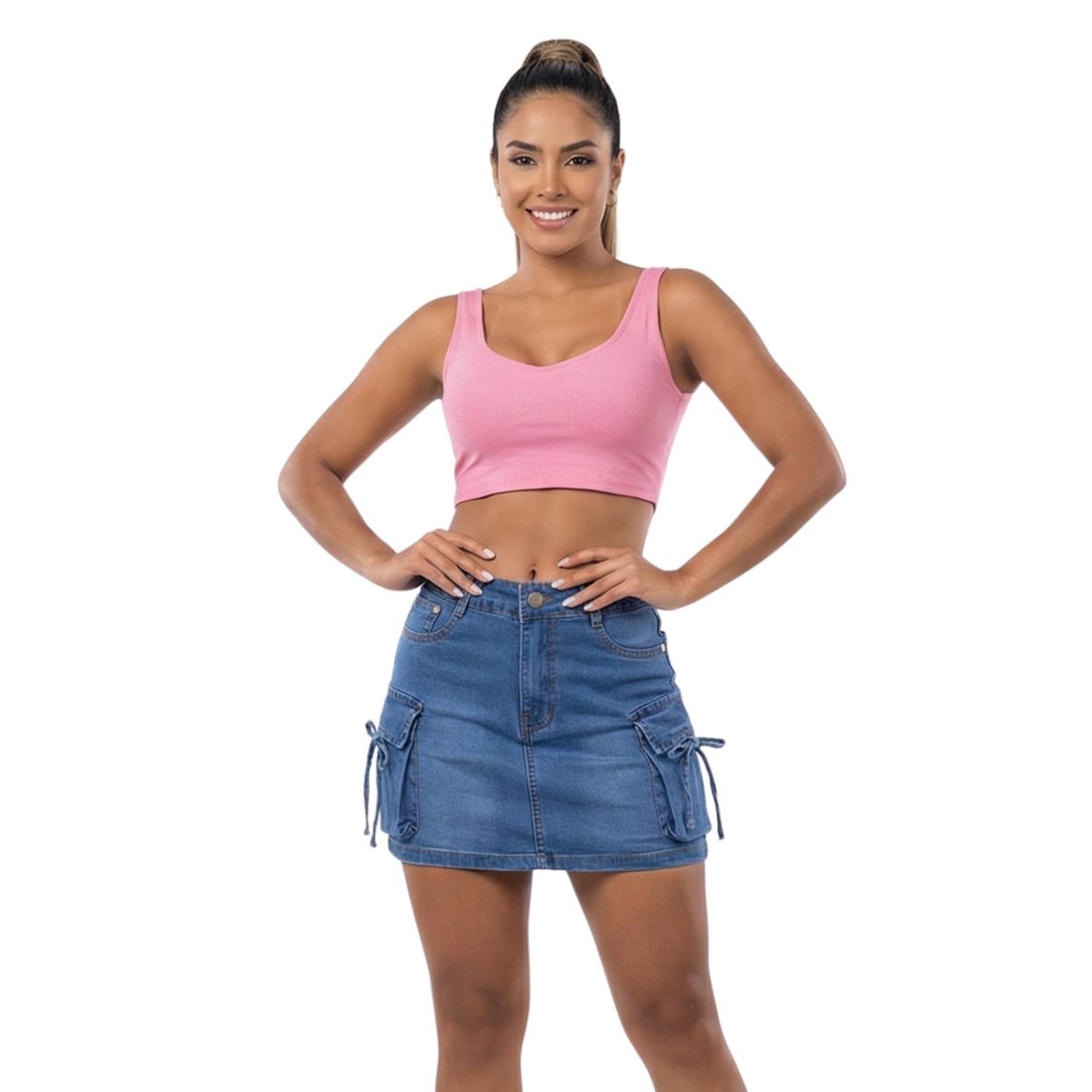 D'JOE - Falda Jeans Con Short Mujer Cargo