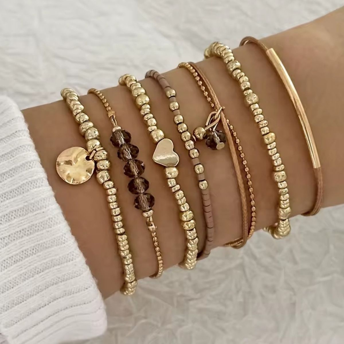 GENERICO - SET 7 Pulseras CAFE