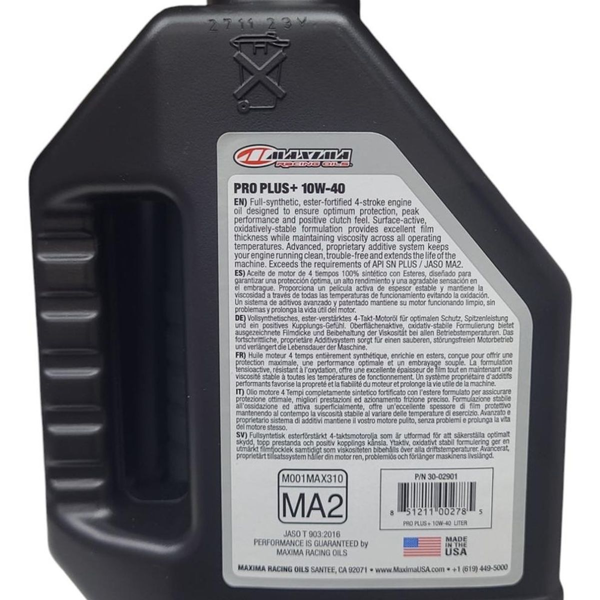 GENERICO - Aceite Para Moto 10w 40 Sintético Máxima Pro Plus 4t 1l
