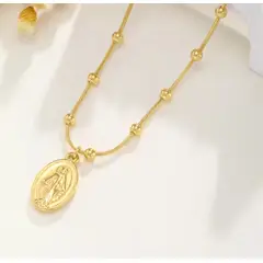 GENERICO - Collar Medalla Milagrosa Virgen y Rosario