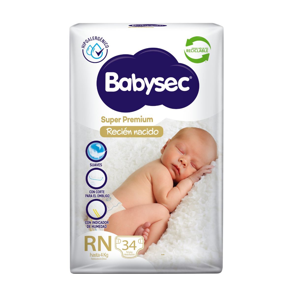 BABYSEC - Pañales De Bebé Babysec Recien Nacido Ultrasuave 34 Un Rn