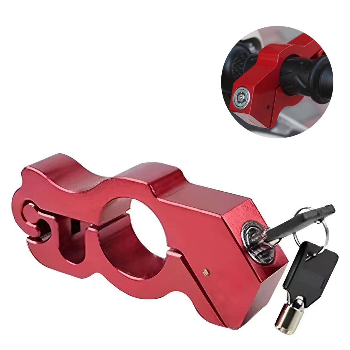 KINDA NICE - Candado Para Motocicletas Bloqueador De Freno Y Acelerador Rojo