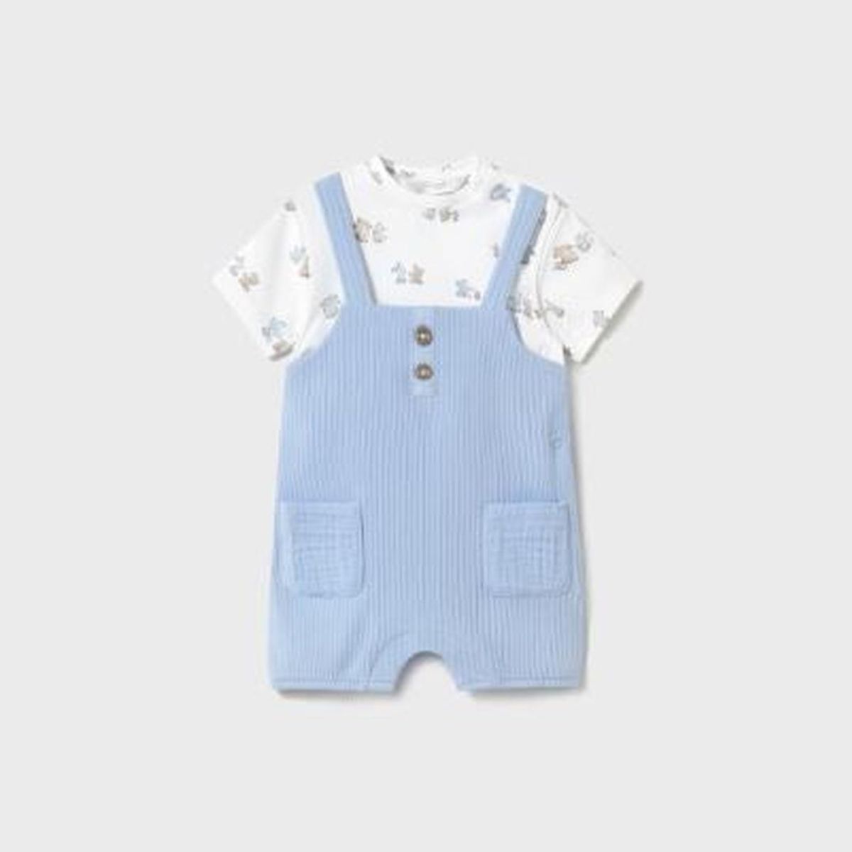 MAYORAL - Enterito corto con peto simulado estampado