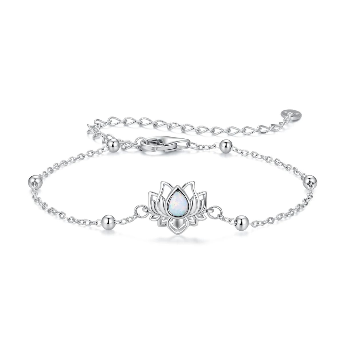 VOUSEZ - Pulsera plata 925 flor de loto opalo mujer joya