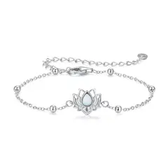 VOUSEZ - Pulsera plata 925 flor de loto opalo mujer joya
