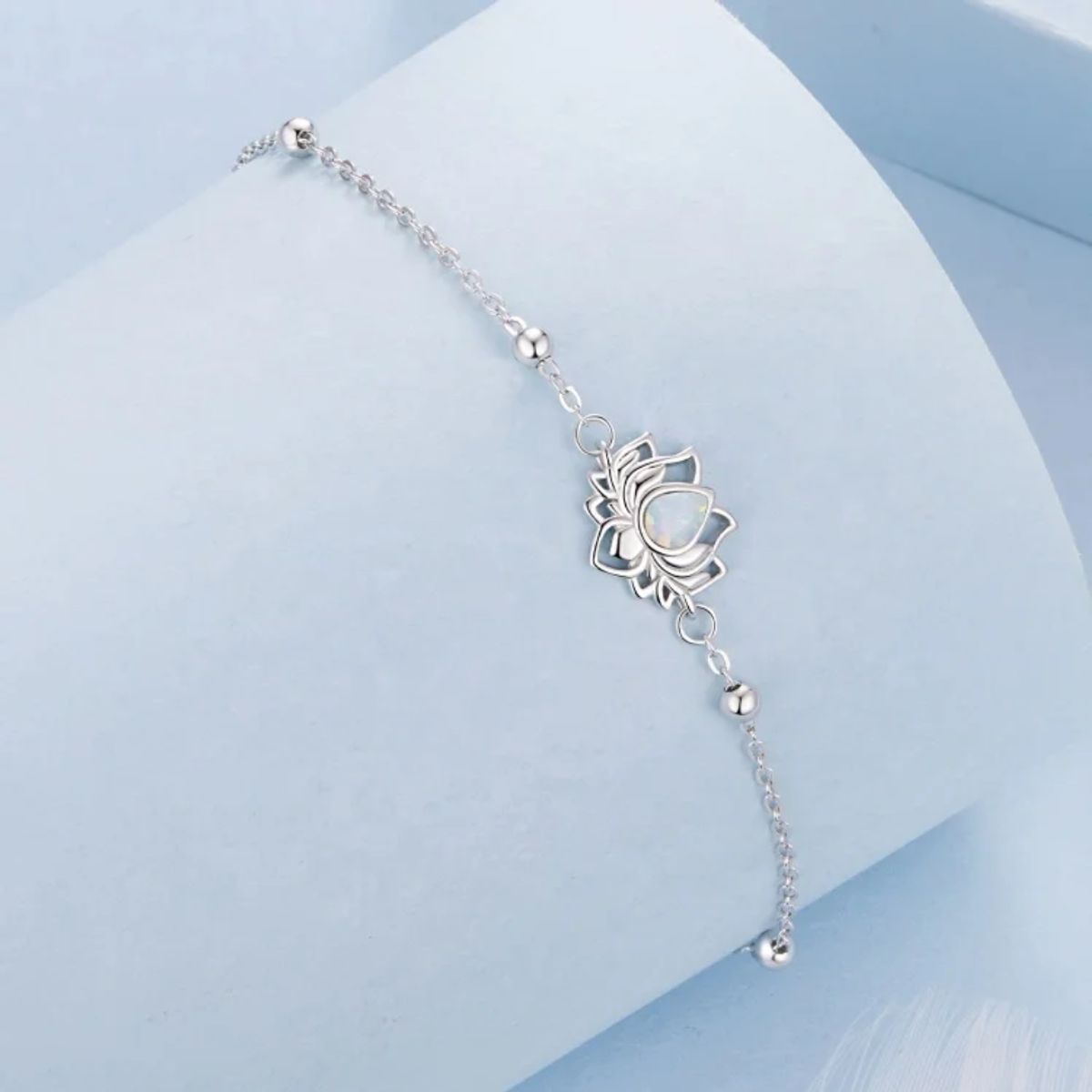 VOUSEZ - Pulsera plata 925 flor de loto opalo mujer joya