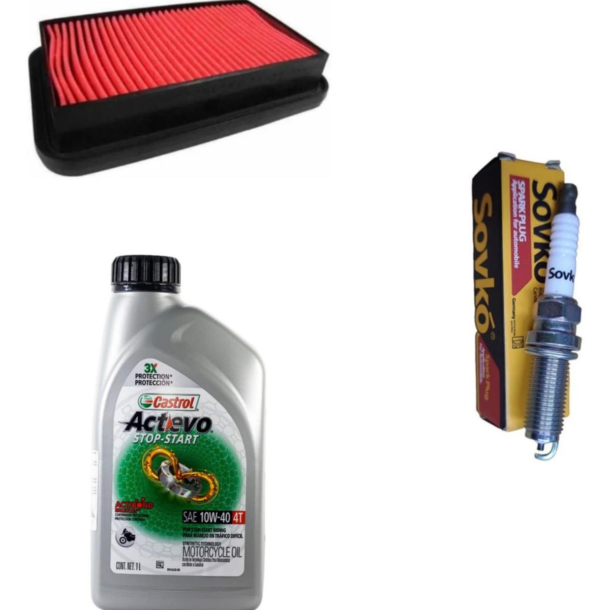 CASTROL - Kit Mantencion Honda Cb1  Cb190r  Invicta 150  Storm 125 - Negro