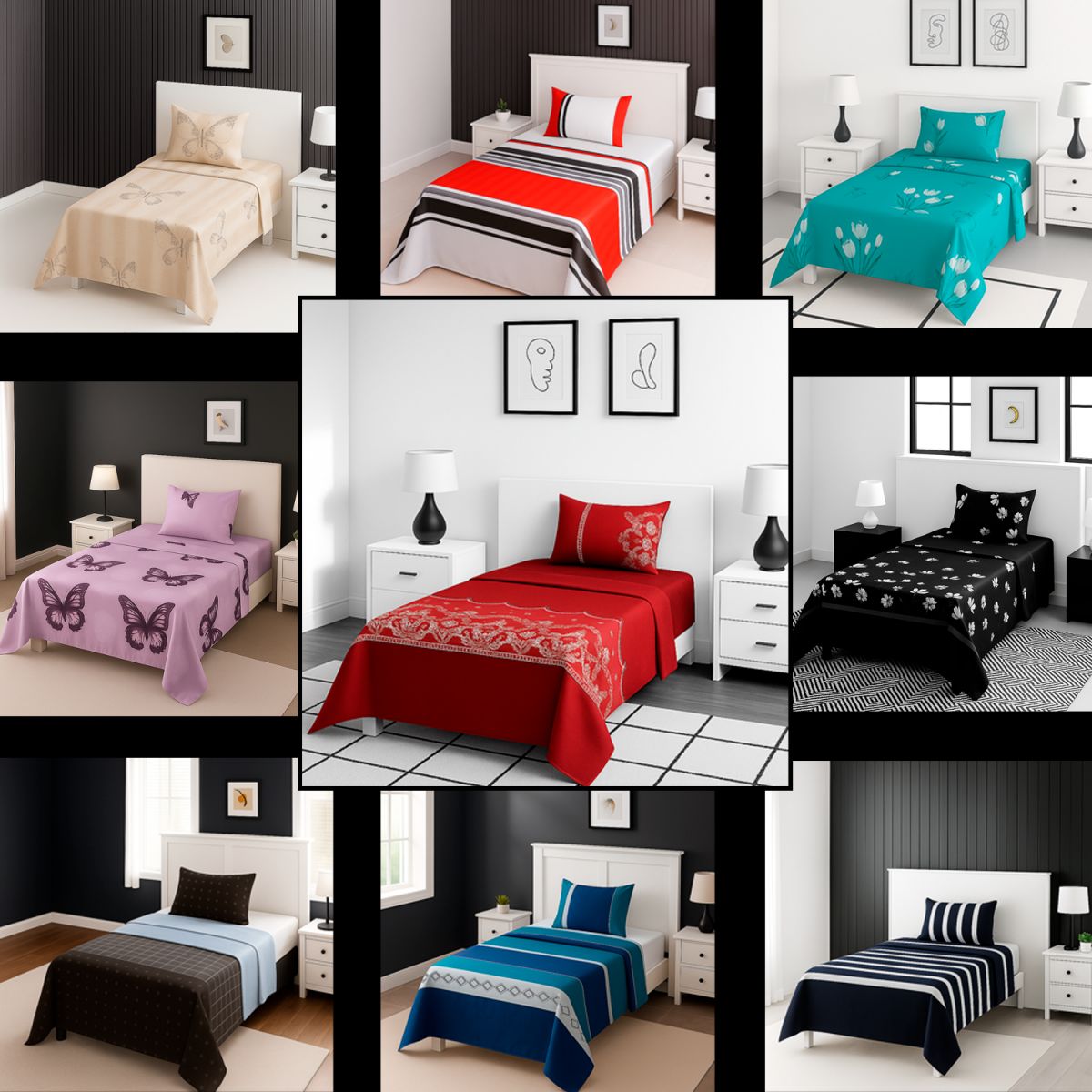 ARMONIA - Sábanas 1½ plazas 144 hilos diseño 773 clásicas ropa de cama