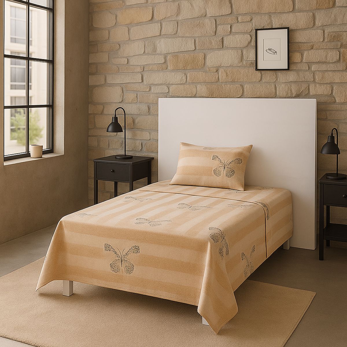 ARMONIA - Juego de sábanas 1½ 144 hilos 15 hilos diseño 777 básicas 7EF