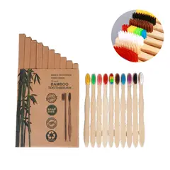 KINDA NICE - 10 Cepillos De Dientes Bambú Ecológico Biodegradable Adulto