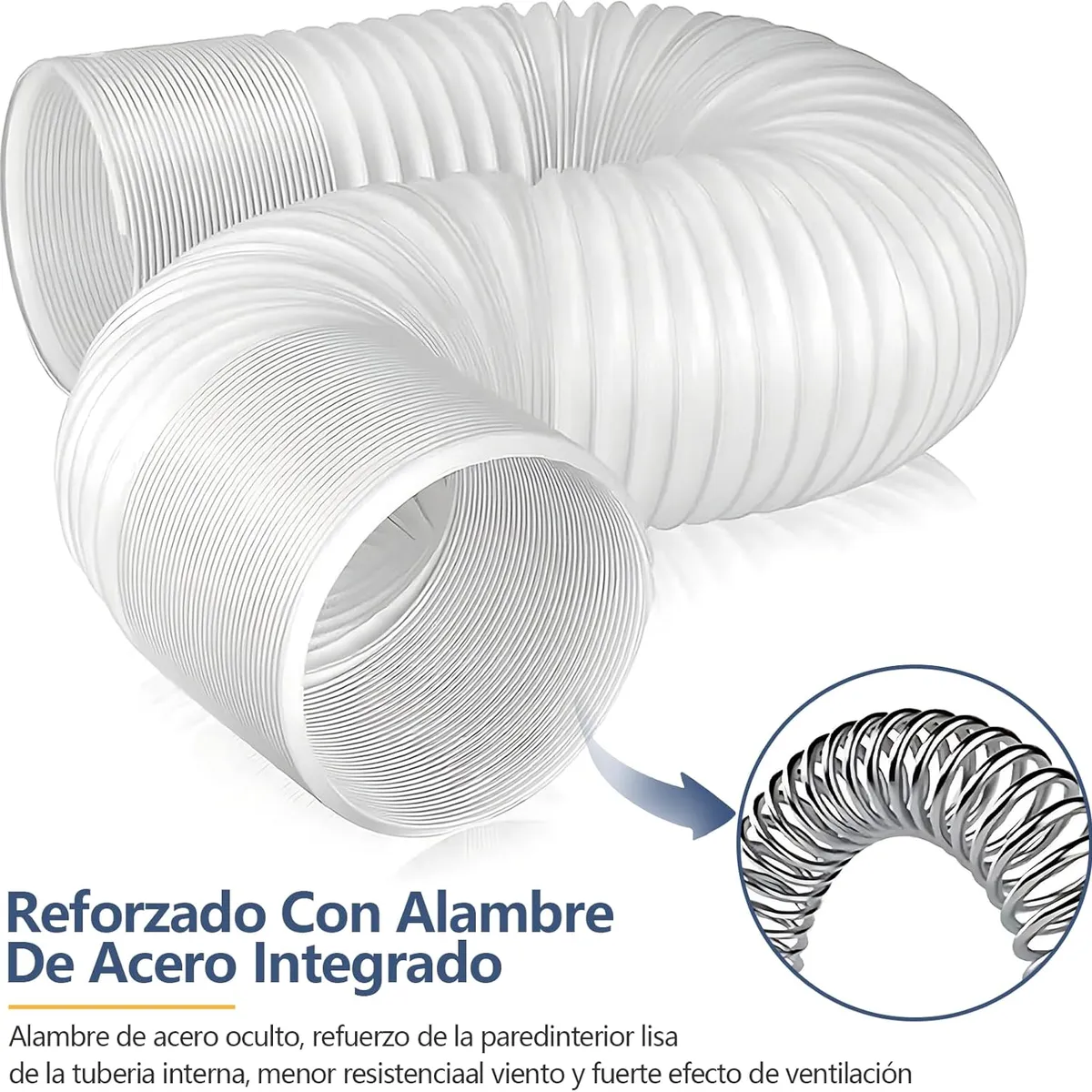 KUANGYE - Tubo O Manga Aire Acondicionado PP Portátil Universal 13cmx2M flexible C alambre