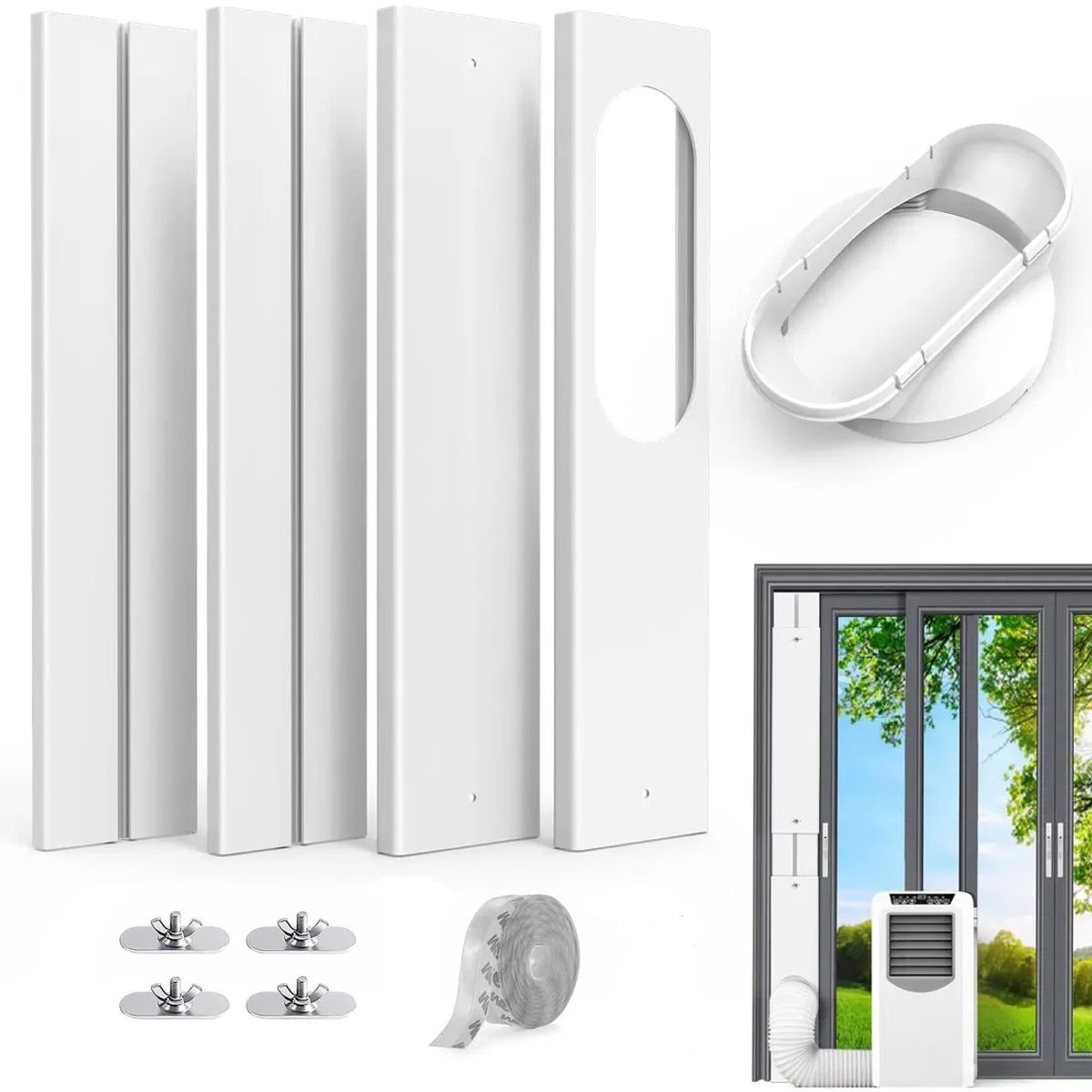 KUANGYE - Kit Sello Ventilación De Ventanas Aire Acondicionado Portátil 14mt Con Adaptador Ventana 13 Y 15cm