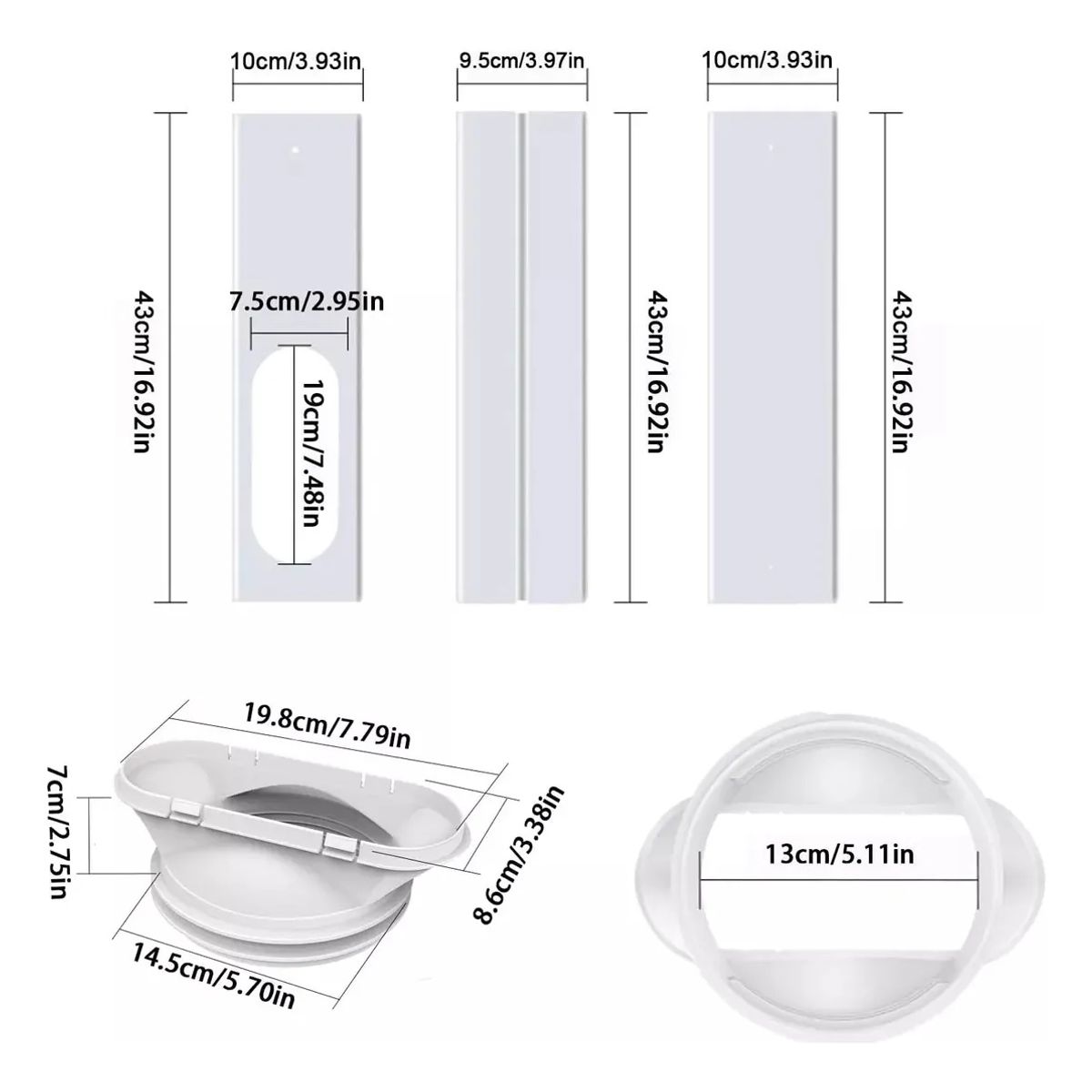 KUANGYE - Kit Sello Ventilación De Ventanas Aire Acondicionado Portátil 14mt Con Adaptador Ventana 13 Y 15cm