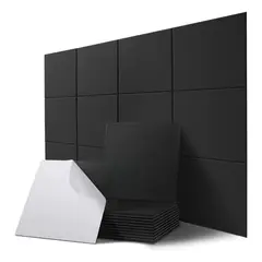 KUANGYE - Paneles Acústicos Cuadrados 30x30 Autoadhesivos 12 Piezas
