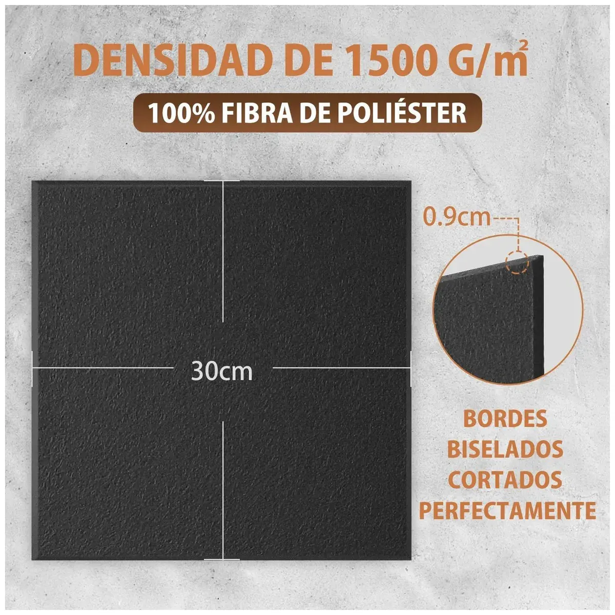 KUANGYE - Paneles Acústicos Cuadrados 30x30 Autoadhesivos 12 Piezas