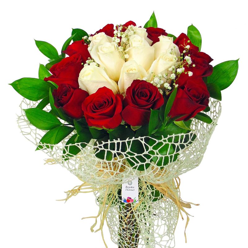 REGALAR FLORES - Ramo Rosas Blanco Y Rojo Regalar Flores