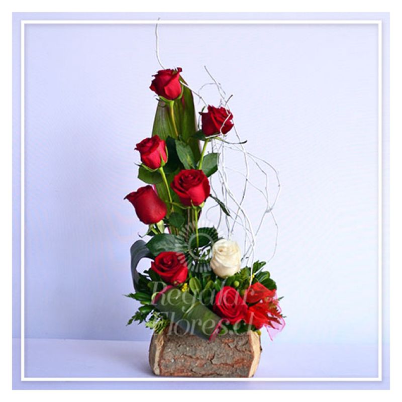 REGALAR FLORES - Flores Arreglo Rosas Blanca Y Roja Regalar Flores