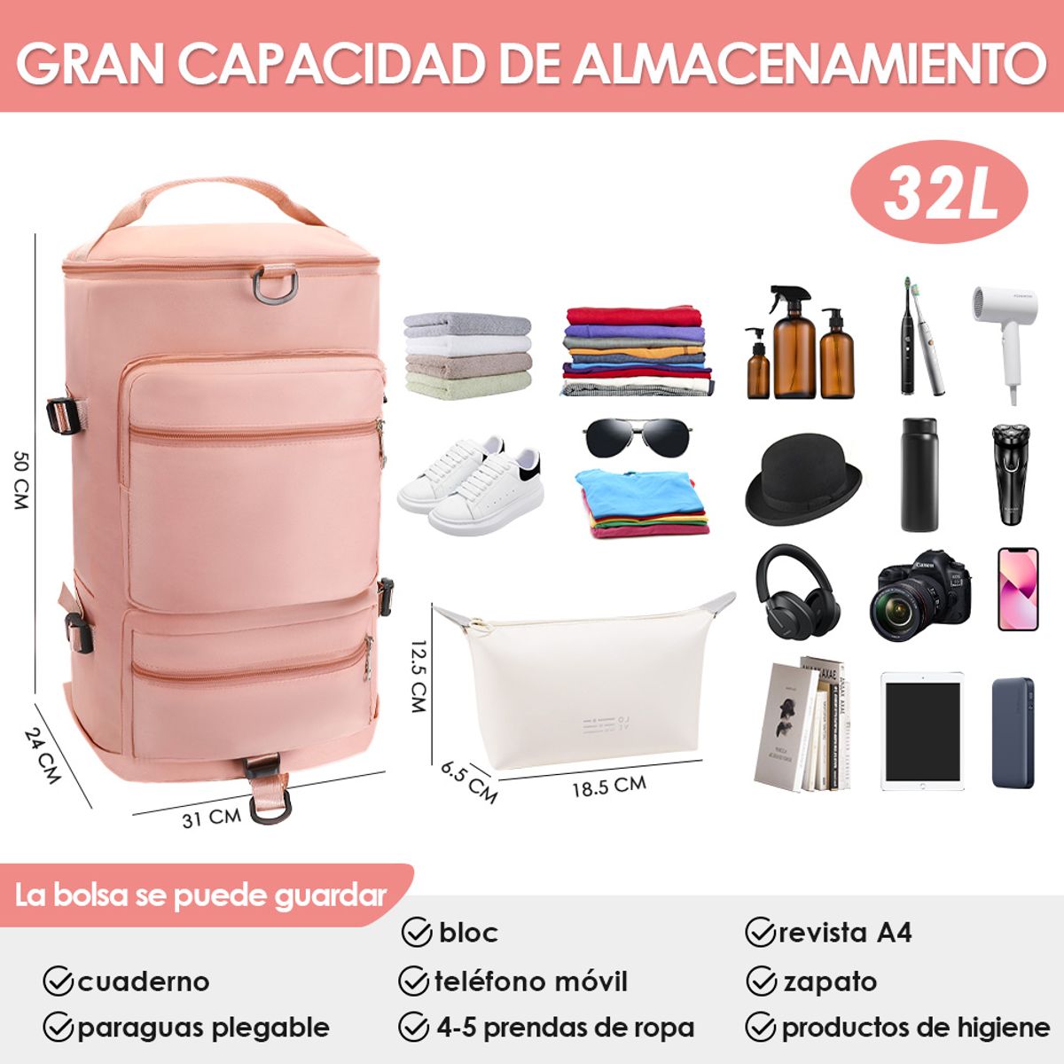 SLOWTON - Bolso De Viaje Multiusos Mochila Impermeable Gran Capacidad