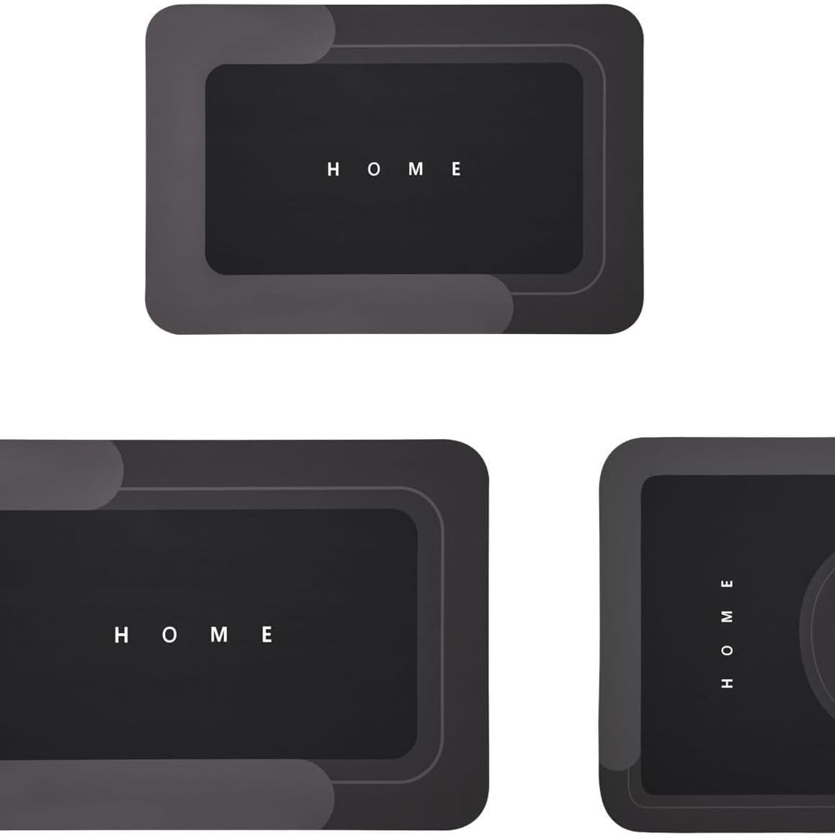 BLUEDREAMER - alfombra Juego de 3 tapetes de baño de goma antideslizantes de secado rápido