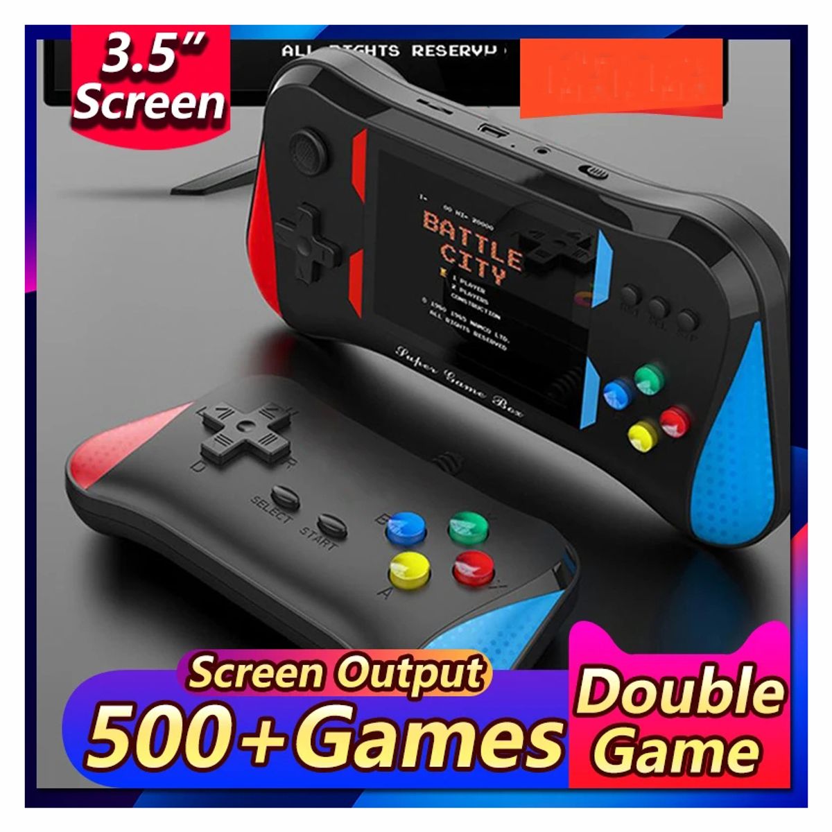 CORRERREY - Consola de videojuegos portátil Retro con 500 juegos integrado AV