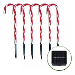 GENERICO - Set De 6 Bastones De Caramelo Led Solares Para Jardín - 62cm