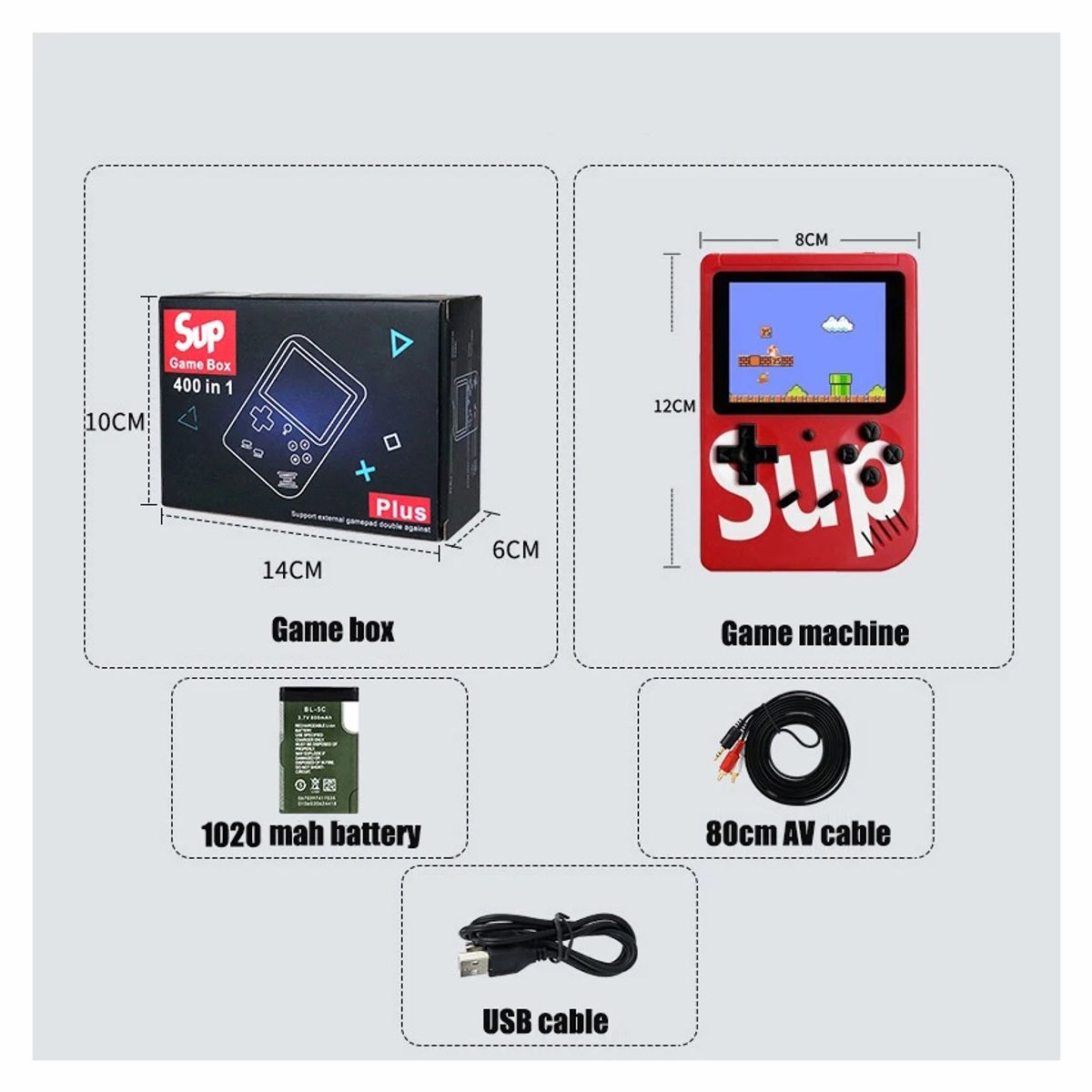 CORRERREY - Consola de videojuegos portátil 400 en 1 miniconsola 24 pulgadas TV