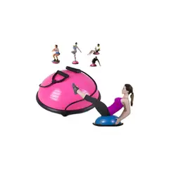 GENERICO - Pelota Bosu Medio Balon Con Manillas Yoga Pilates ROSA