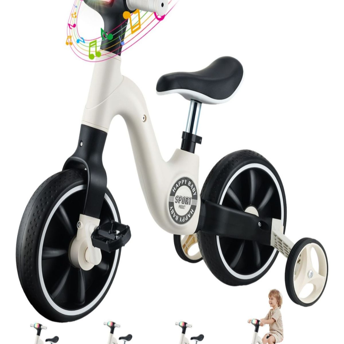 GENERICO - TRICICLO BICICLETA DE EQUILIBRIO NIÑO NIÑA INFANTIL BLANCO