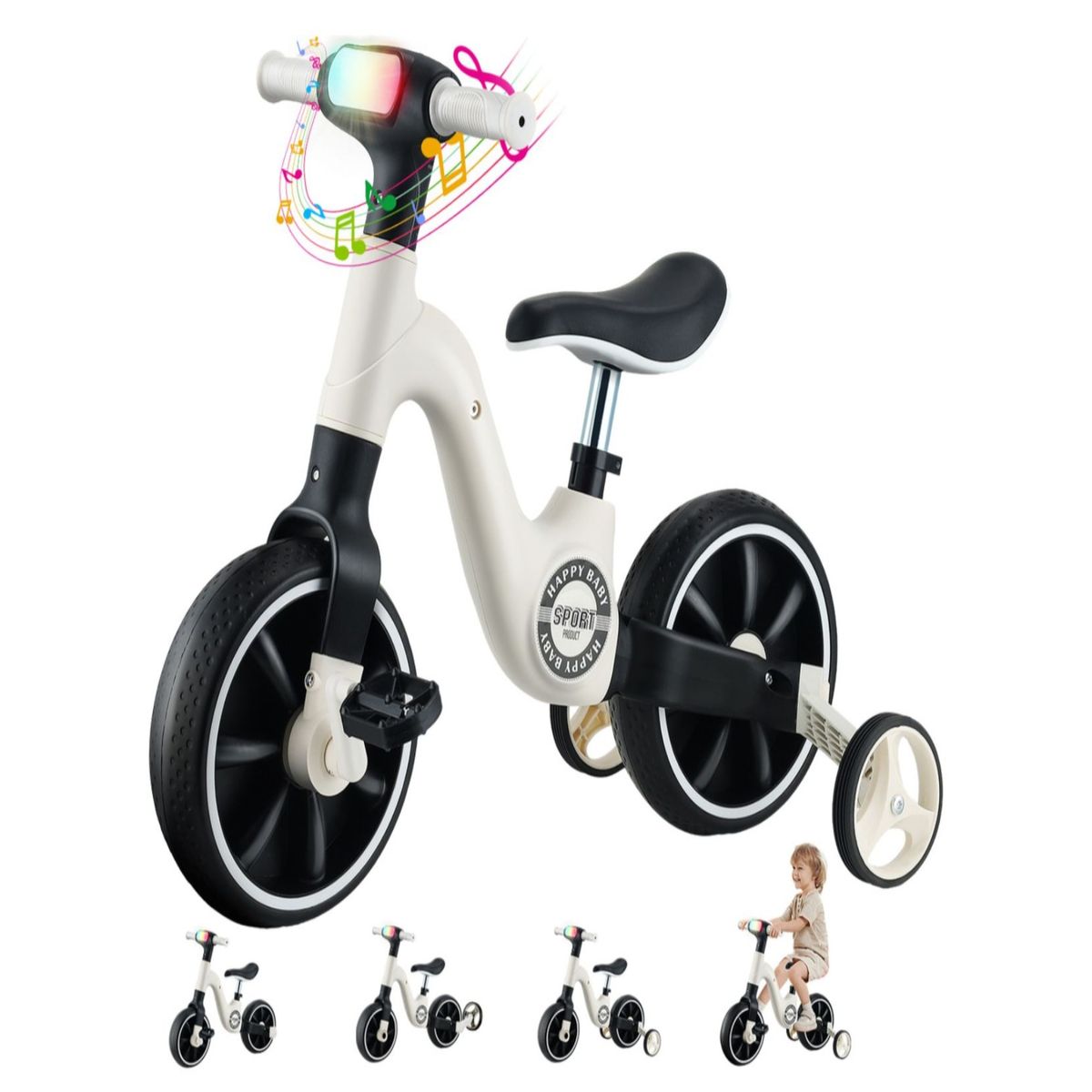 GENERICO - TRICICLO BICICLETA DE EQUILIBRIO NIÑO NIÑA INFANTIL BLANCO