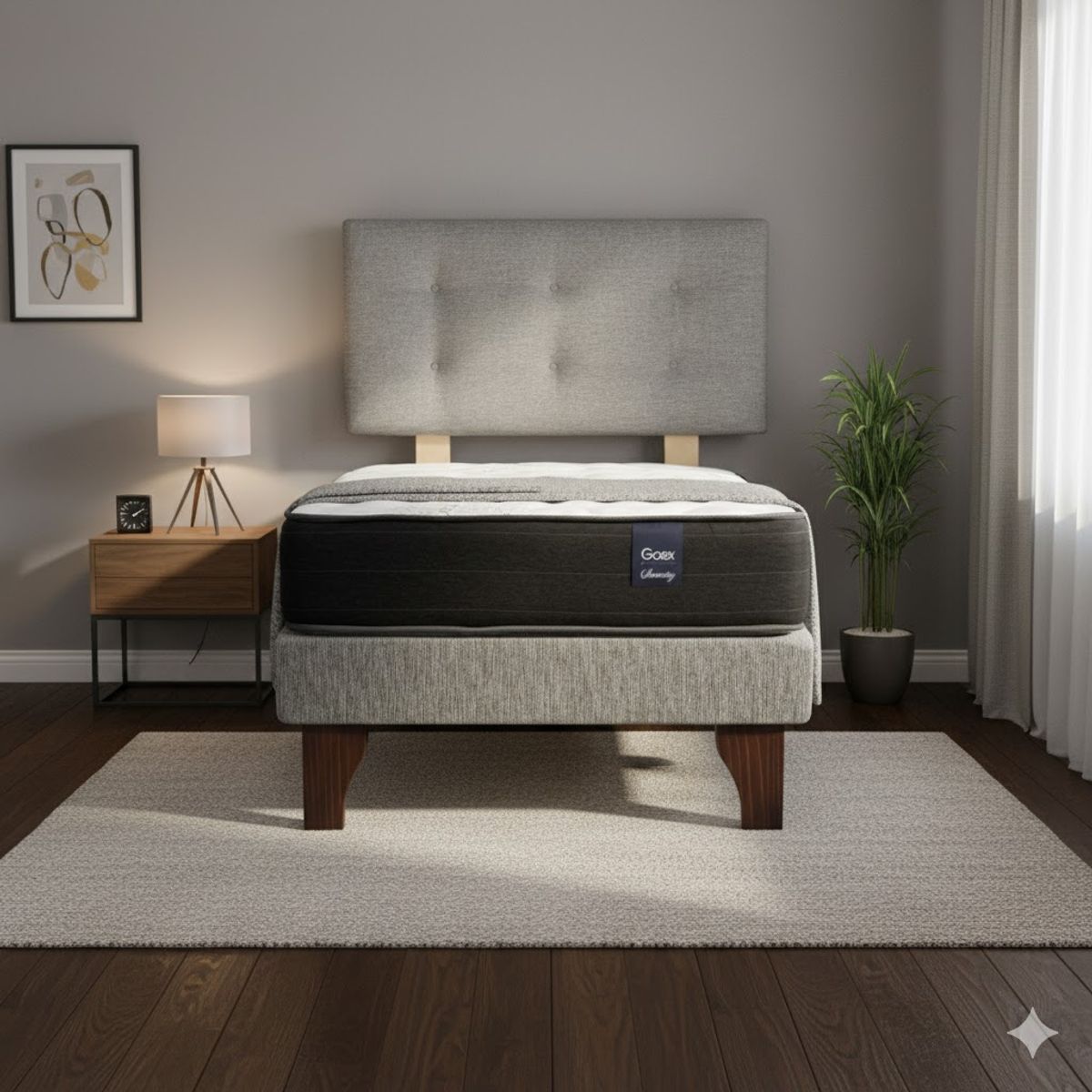 GAEX - Cama Europea 1.5 Plaza 190 Respaldo Berna