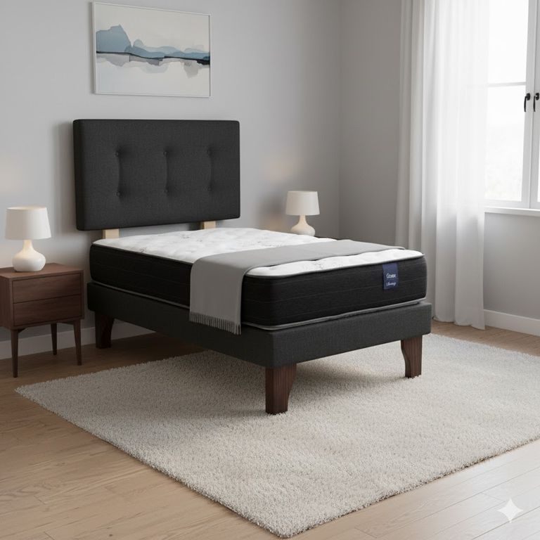 Cama Europea 1.5 Plaza 190 Respaldo Berna