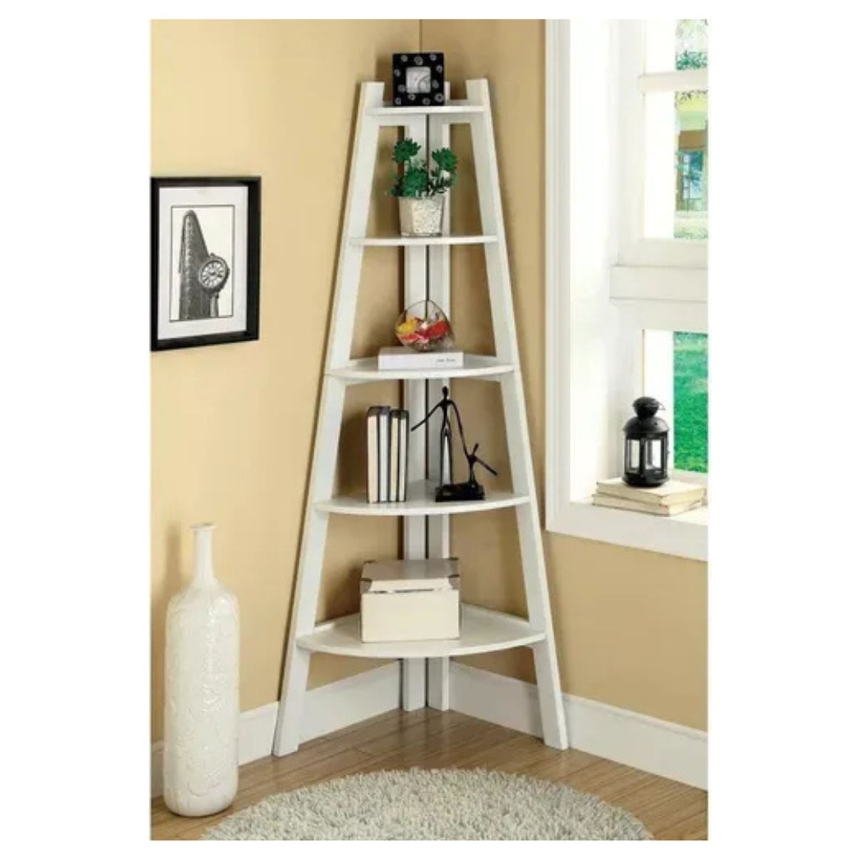 GENERICO - Organizador Esquinero Estante Librero 5 Niveles Blanco