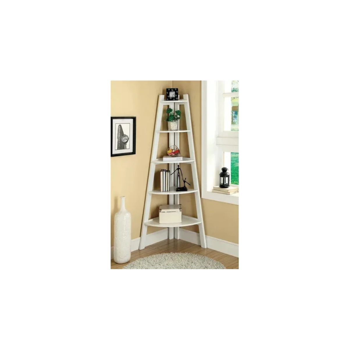 GENERICO - Organizador Esquinero Estante Librero 5 Niveles Blanco