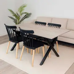 ALAIA HOME - Juego de Comedor Vermontt 4 Sillas Windsor Negras