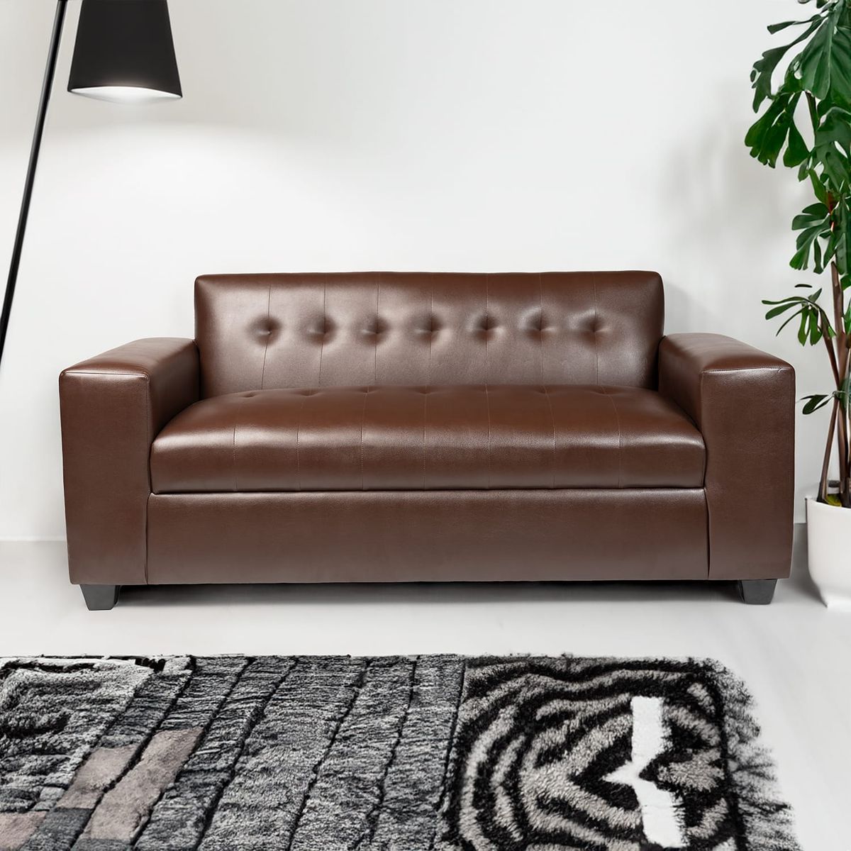 DISEÑOS VALESTRINI - SOFA DOS CUERPOS ECOCUERO CHOCOLATE