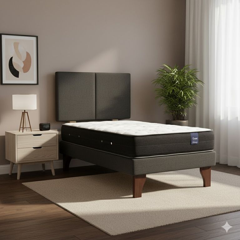 Cama Europea 1.5 Plaza 190 Respaldo Everest