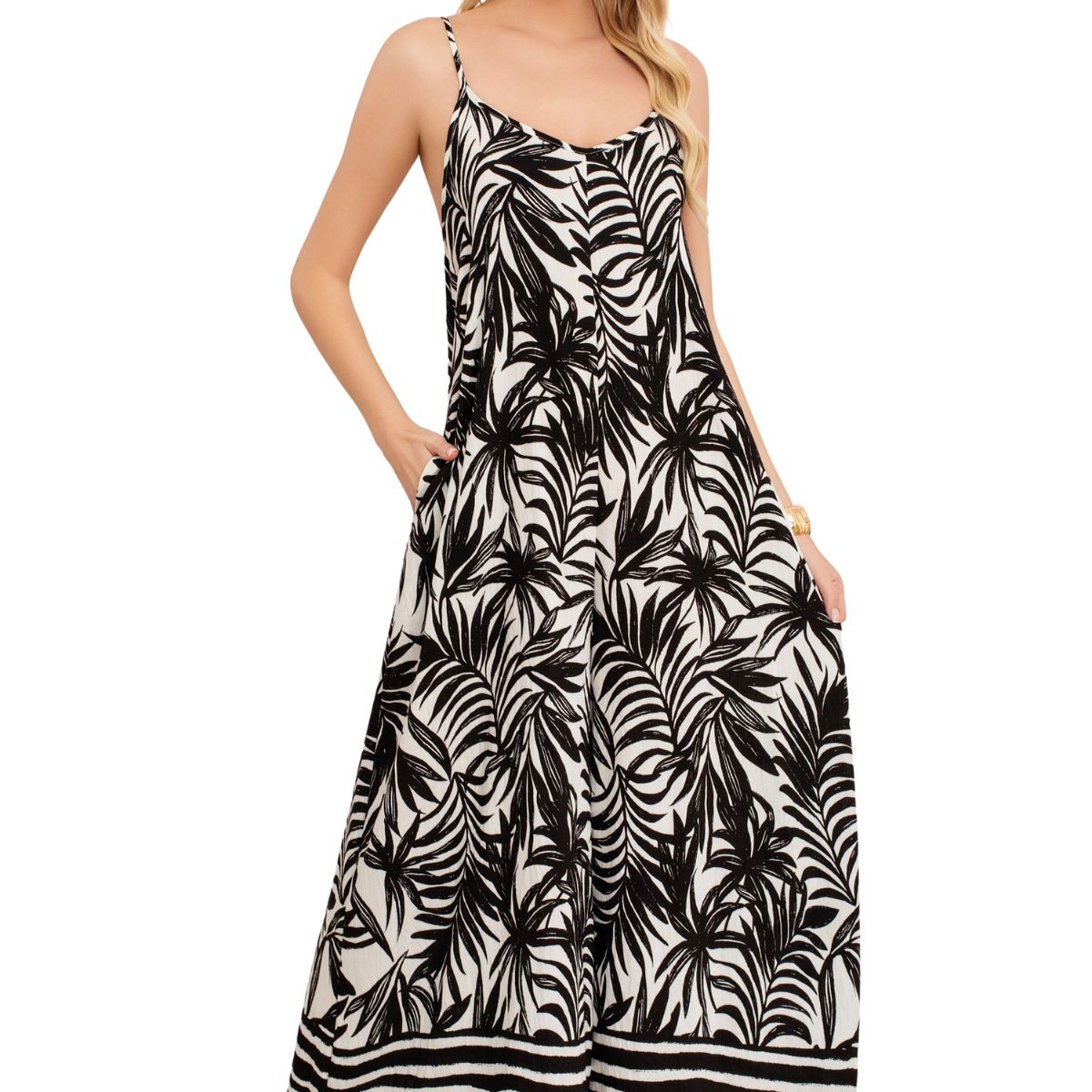 LOOK SHOP - Enterito Palazzo Mujer Con Tirantes Ajustables Y Bolsillos 3353