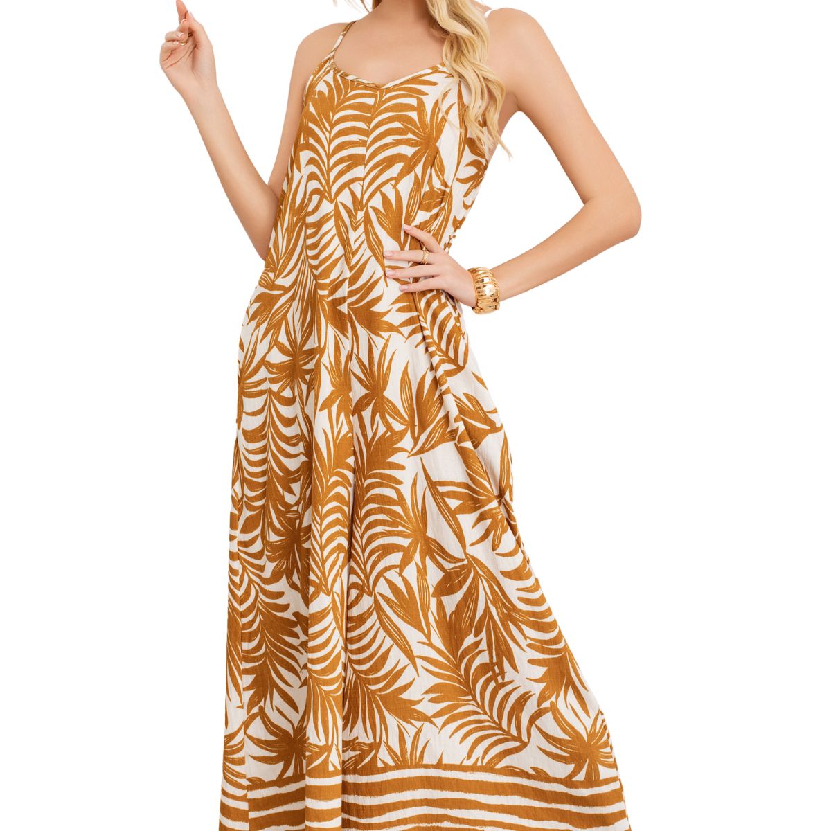 LOOK SHOP - Enterito Palazzo Mujer Con Tirantes Ajustables Y Bolsillos 3353